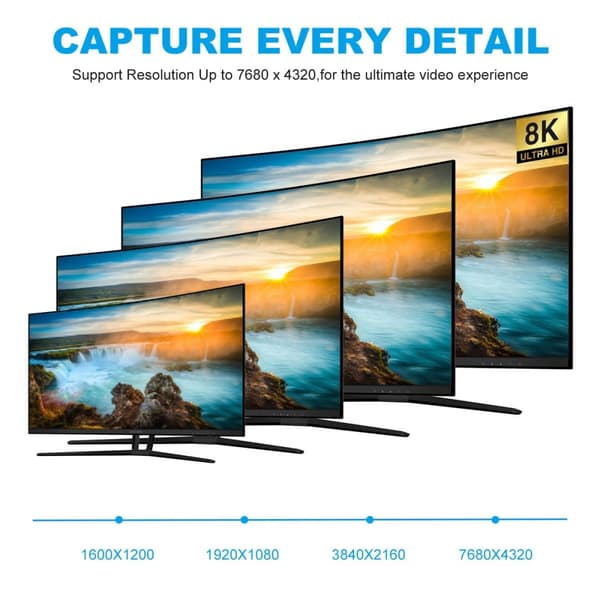 Mini DisplayPort DP til DisplayPort Adapter 8K 60Hz Blå