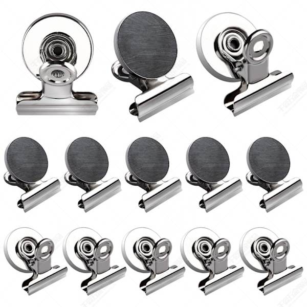 Magneetit pidikkeillä/puristimilla, 8x magneettisia pidikkeitä, jääkaappimagneetit pidikkeillä, vahvat magneetit, kotiin