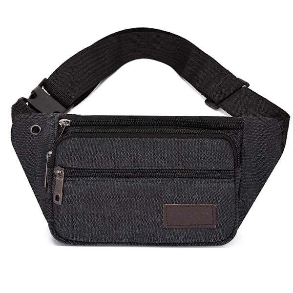 Midjeveske - 3 Lommer Canvasstoff Ulike Farger black