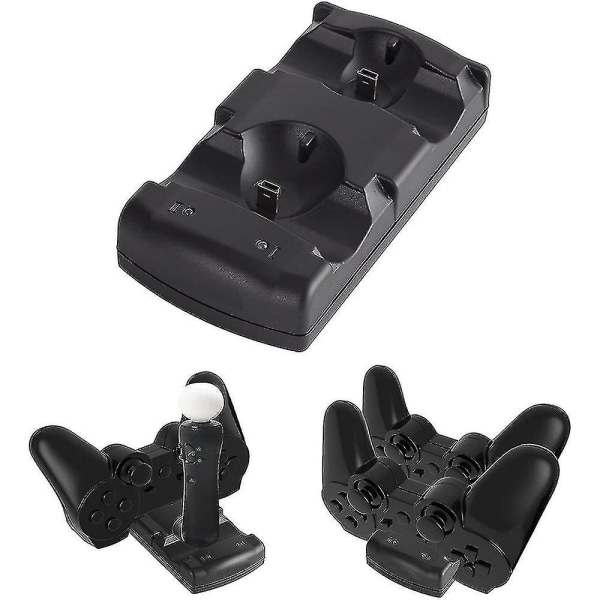Playstation 3 Controller Ladestation Dock Opladningsstation 2 i 1 med LED-lysindikator Kompatibel til Playstation Ps3/move Controller