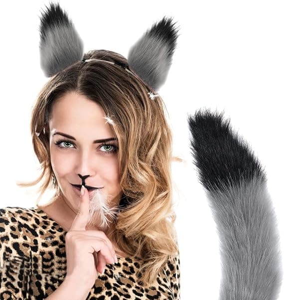 Falsk Pels Katteklo Sett: Halloween & Jule Cosplay Tilbehør