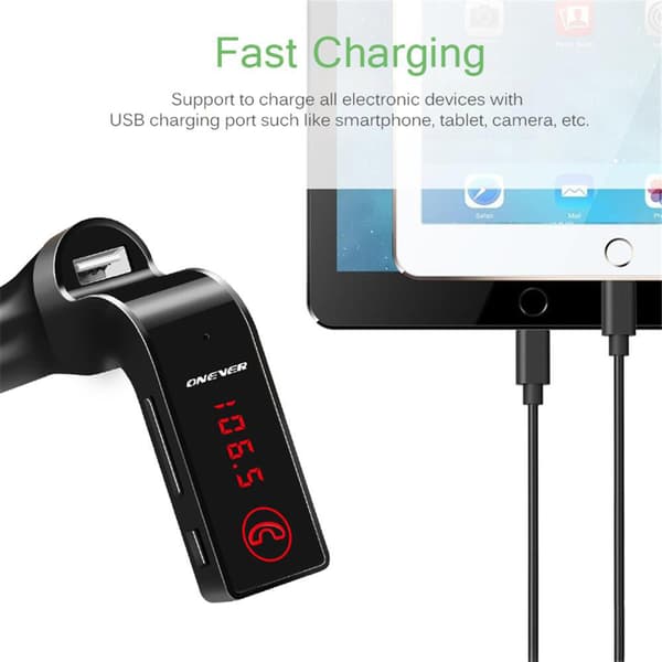 Bluetooth-auton FM-lähetinmodulaattori MP3 USB musta
