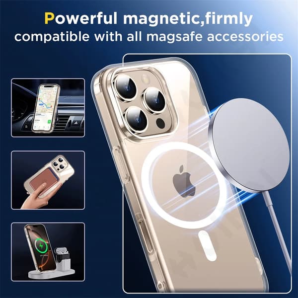 Magnetisk etui til iPhone 16 Pro Max Plus krystalklar beskyttende med Magsafe transparent cover iPhone16Pro