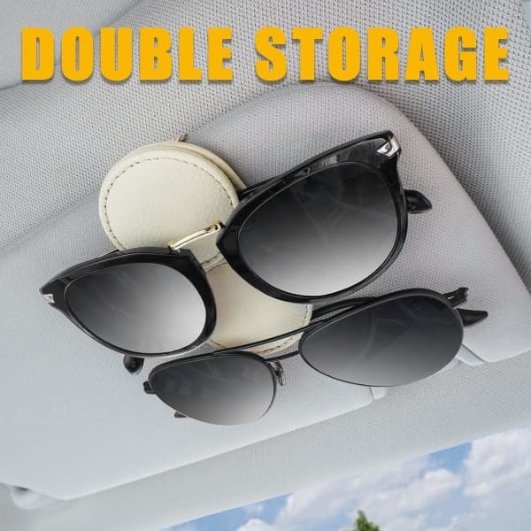Bil Solskærm Solbrilleholder Læder Solbrille Clip Organizer