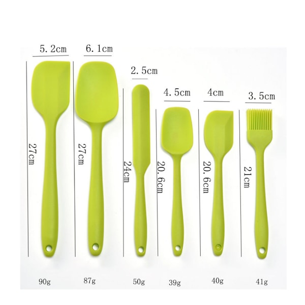 Silikonespatelsæt - Rosa 6 dele non-stick gummispatel wi
