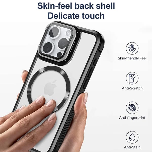Magnetiskt Stötsäkert Telefonskal för iPhone16 15 Pro Max Plus Med Ställ Linsskydd iPhone15Promax