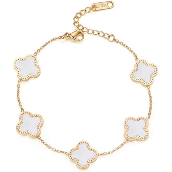18K guldbelagt justerbart armbånd Damearmbånd Femblomstret armbånd gave til fødselsdag Mors dag Valentinsdag
