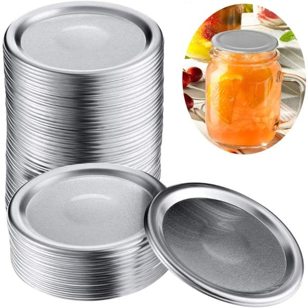 Konserveringslock med bred öppning, Mason Jar-lock, återanvändbara, läckagesäkra, 50 st, 86 mm