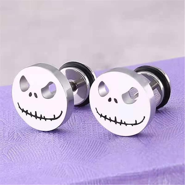 Jack Skull Stud øreringe til mænd Øreringe i rustfrit stål til kvinder mænds punk stil hiphop smykker med gaveæske