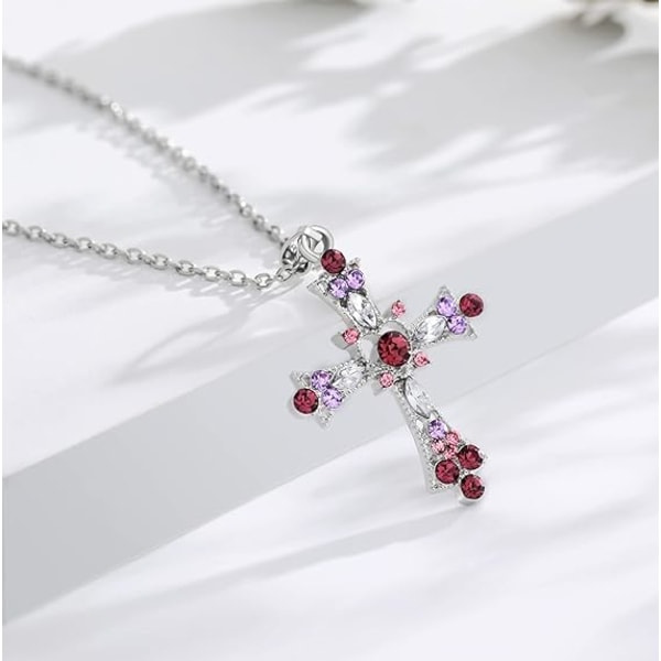 Gotiskt Kors Halsband för Kvinnor Y2K Rosa Kristall Kors Hänge Halsband Punk Hänge Indie Zirkon Choker Halsband Goth Smycken för Kvinnor