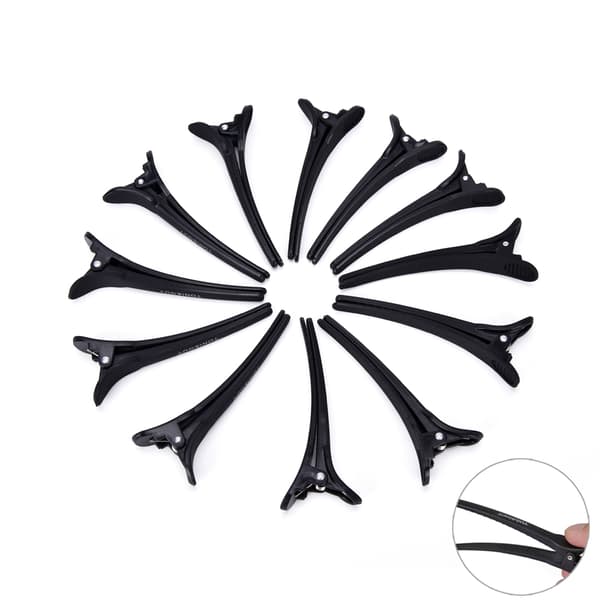 12 stk Professionelle Sorte Matte Frisørklemmer Hårclips
