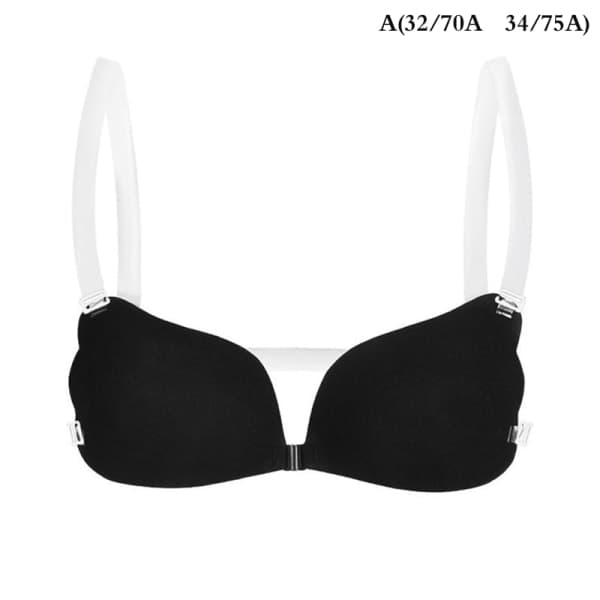 1 stk Dame Usynlig H Push Up Silikon BH med Transparent B Black