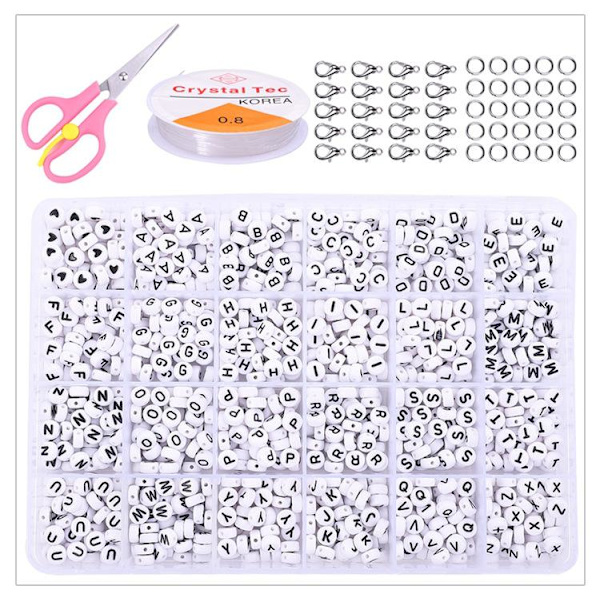DIY - Perleboks - Seed beads - 3mm - 2400stk - Bokstavsperler