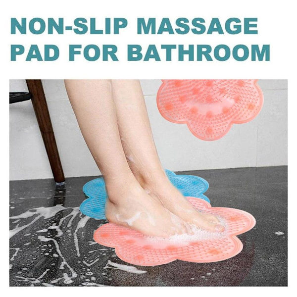 Fotmassage - Badrumsmatta för fotmassage i silikon med sugkoppar, halkfri pink