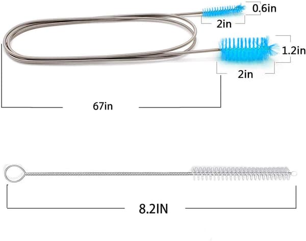Fleksibel avløpsbørste, nylon med doble ender elastisk slangerør