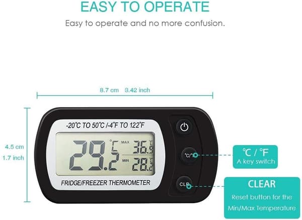 Digitalt køleskabstermometer, vandtæt frysetermometer