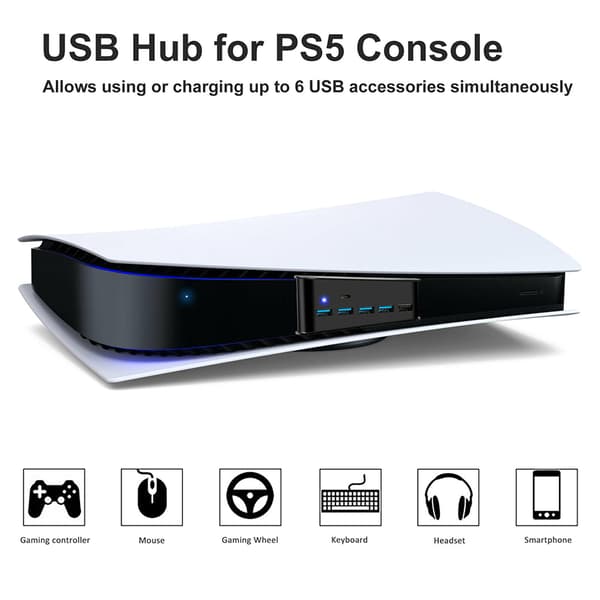PS5 Host HUB Konverter USB Høyhastighets Overføringsutvidelse White