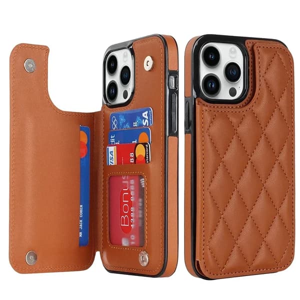 Lommebok Dobbeltknapp Liten Duftende Vind Kort Flip Lærveske For iPhone 16 Pro Max Plus iPhone16