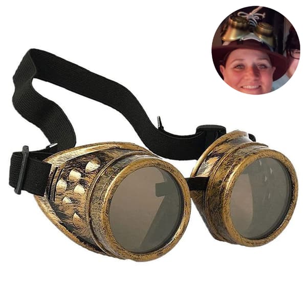 Steampunk-glasögon Kostymtillbehör Cyber Viktoriansk Svetsning ancient brass