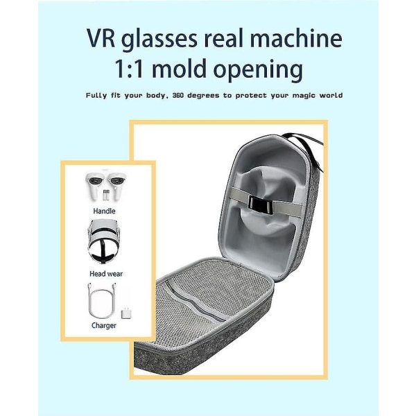 Hårdt fodral kompatibelt med Meta/Oculus Quest 2 Basic/Elite-version, stort fodral Stora
