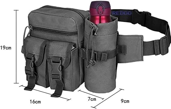 Tactical Midjeväska med Vattenflaskhållare, Vattentät för Jogging Vandring Promenad Cykling Klättring Utomhus