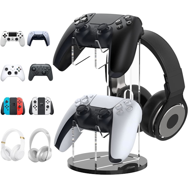 2-i-1 spilcontroller & hovedtelefonholder til PS4, PS5, Xbox Y