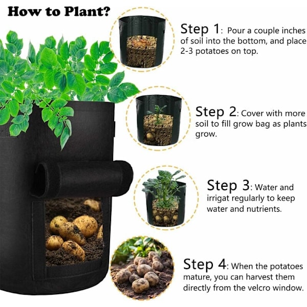 2-pack Medium Grow Bag för potatis, morötter och tomater
