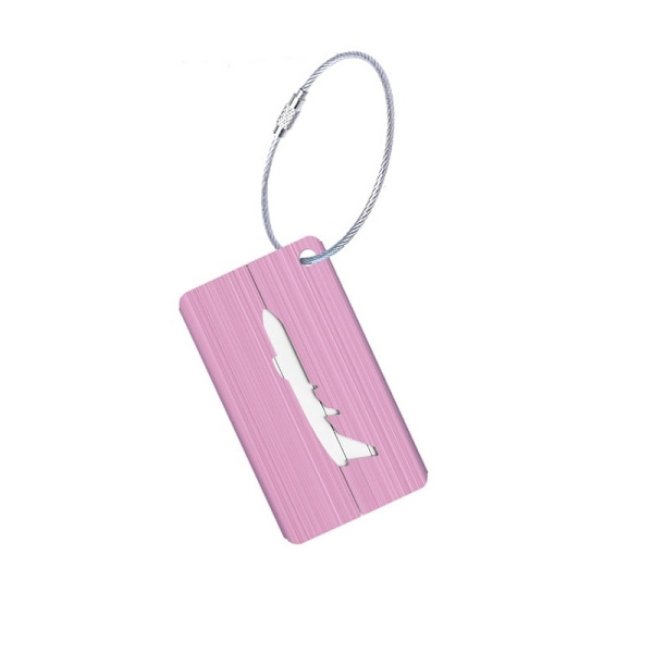 Bagasjelapp i aluminium med flymotiv -