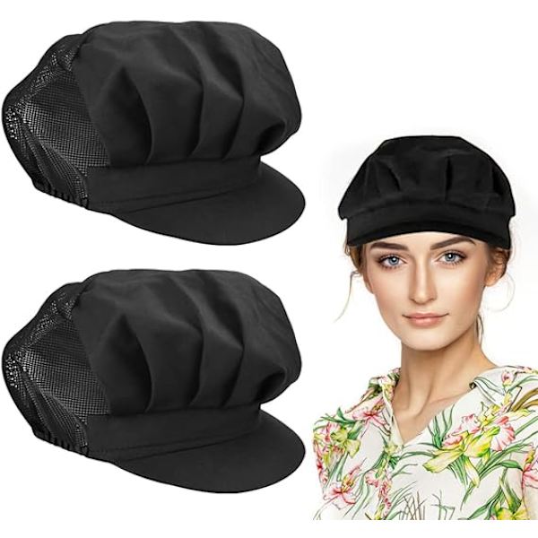 2 ST Kokkehue Elastisk hue Dame Justerbar Voksen Kokke Hat