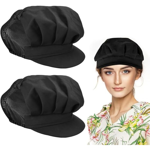 2 ST Kokkelue Elastisk caps Dame Justerbar Voksen Kokk Hatt