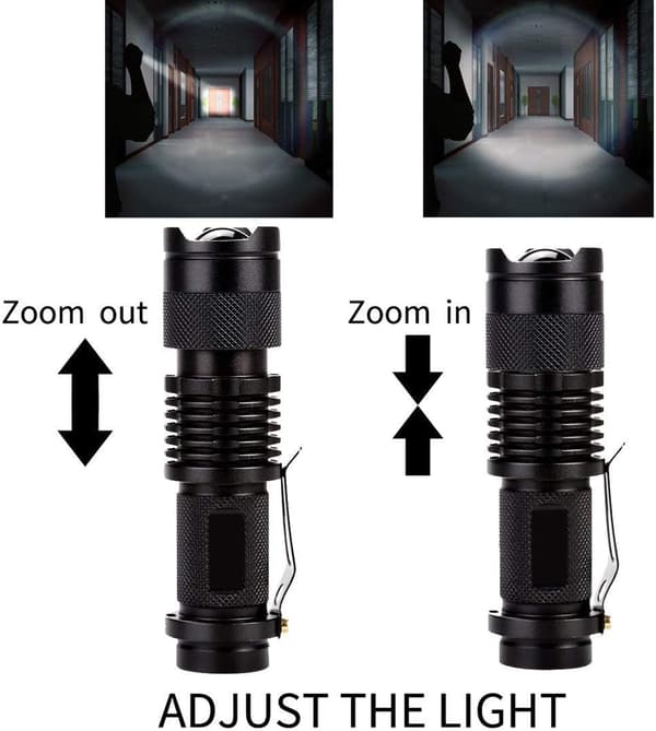 Mini LED-lommelykt, 5-pakning 350 lumen 3 moduser (ingen batteri)