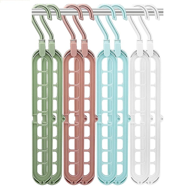 8-pack Magic Space Saving Hangers med 9 hål, Multifunktionell Smart Organizer, Garderobsförvaring