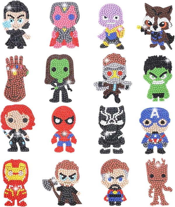 Barn 16 bit superhelt diamantmaling, Marvel DIY diamantfarge