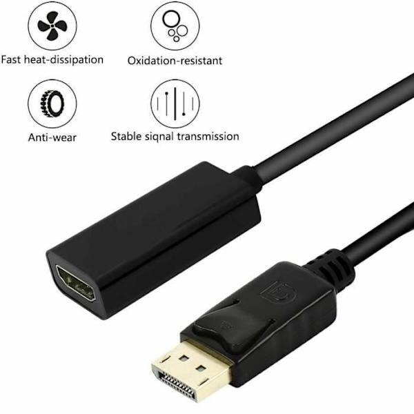 DP Hann til HDMI displayport videoadapterkabel trippelskjermet høykvalitets 1080p lyd