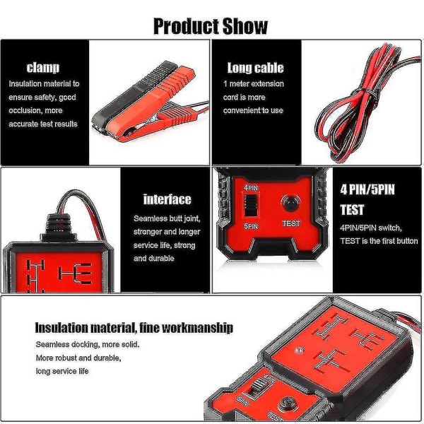 Bilrelétester 12V elektronisk bilrelétester Universal for automatisk batterikontroll Alternatoranalysator Diagnostisk verktøy