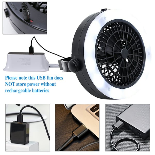 Camping ventilator lampe USB tre i en ventilator lampe LED multifunktionel teltlampe udendørs pendellampe