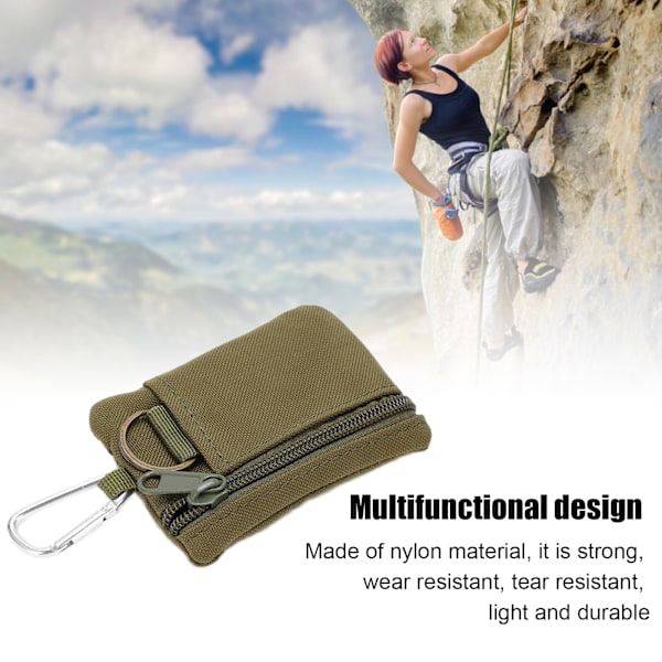 Utomhus EDC Molle-ficka Plånbok Mini Bärbart Nyckelkortsfodral EDC-ficka Väska Myntväska med Karbinhake Grön