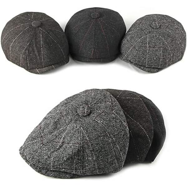 Newsboy Cap Justerbar Herringbone Baker Boy Flat Kepsar Skyddsmössa Tyg Cap för män
