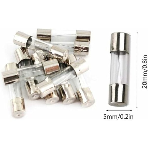 100 lasiruuvisuojaa 5x20mm laatikossa Sulake 0.2A 20A
