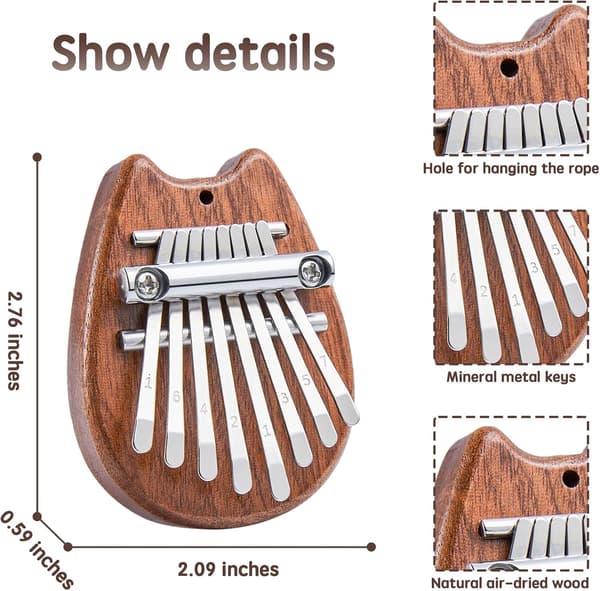 2-delad mini 8-tangenter Kalimba tumpiano present, lämplig för alla