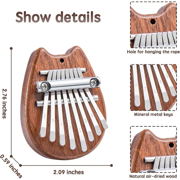 2-osainen mini 8-näppäimen Kalimba-peukalopiano lahja, sopii olemaan