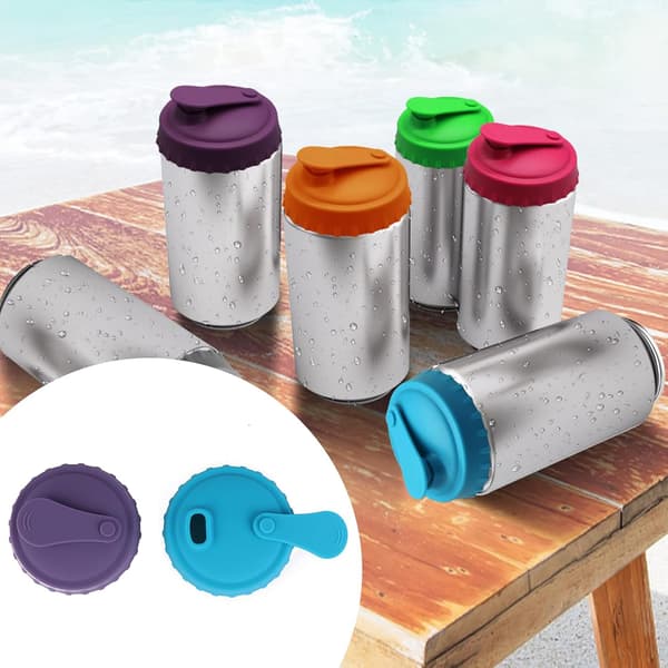 6 Pieces Silicone Lids for Carbonated Drinks, Reusable Soda Can Covers with Buckles, Leak-Proof and Dust-Proof, Keeps Standard Cans Fresh