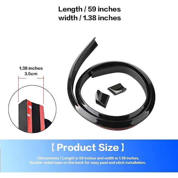 Bilstammspoiler Takläpp Kit, 3D PU Bakre Bagageutrymme eller Takspoiler Sticker Bar med Kolfibermönster, Bil Bak black