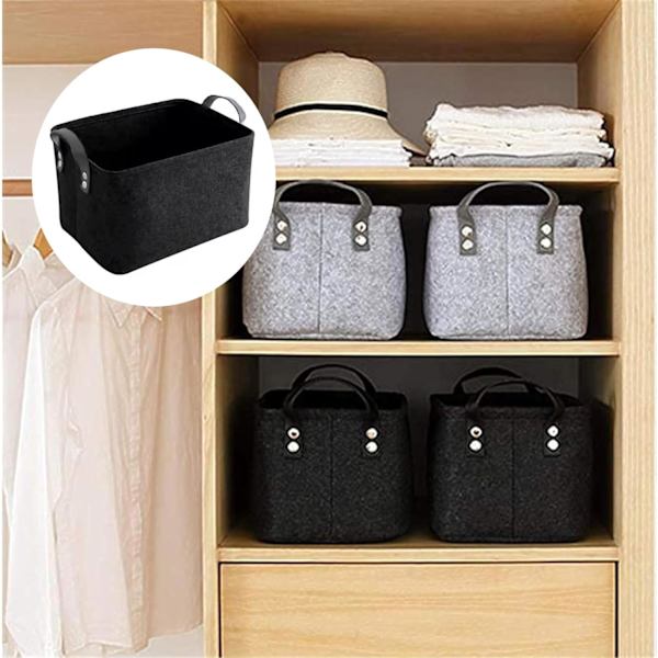 Black Basket, Black Storage Box, Felt Storage Bins, Storage Baskets, Felt Storage Basket, Foldable Open Storage Bins