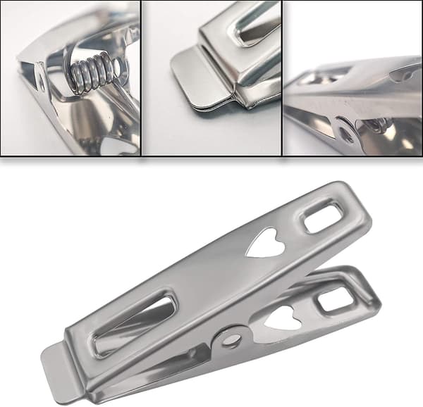 60 stk rustfrie stålklesklyper Sterke klyper klesklyper metallklemmer