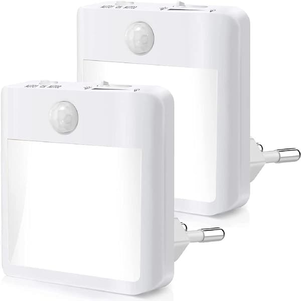 Elektrisk kontakt nattlampe, [2-pakning] Nattlampe med bevegelsessensor