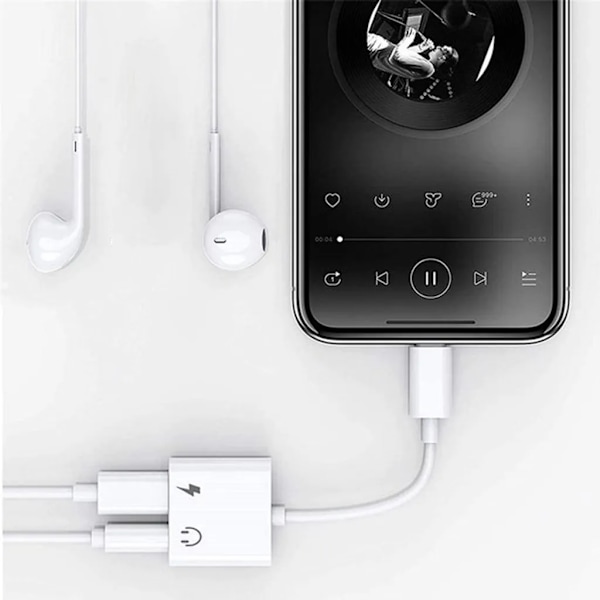 Lightning Aux -sovitin 2-in-1 3,5 mm iPhone-kuulokkeille Kuulokeliitäntä Äänilatausyhteensopiva iPhone 13 Pro Max 12 11 XS XR X 7 7P 8 8P Lataus Retoo
