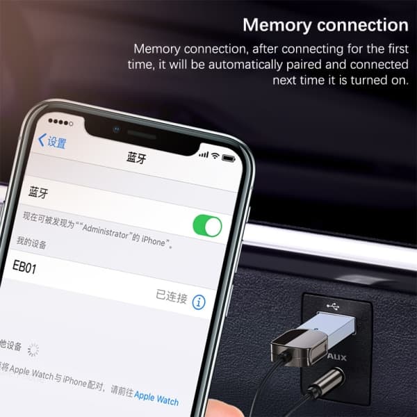 Bluetooth Aux Adapter USB til 3,5 mm uttak Bil og Bluetooth 1 stk