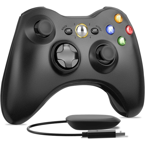 Trådløs controller kompatibel med Xbox 360 2.4GHZ Gamepad Joystick (Sort)