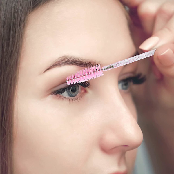 Mascara stav med beholder, engangs øjenvipper øjenbryn spoolie børste til makeup øjenvippeforlængelse spink100stk